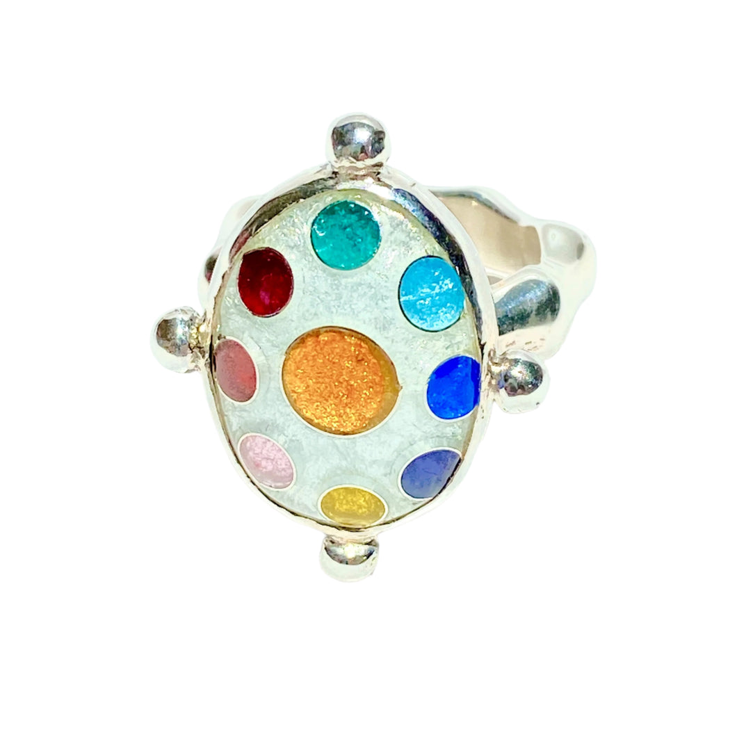 Cloisonné Chakra Oval Ring