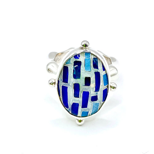 Cloisonné Shaded Blue Path Ring