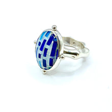 Load image into Gallery viewer, Cloisonné Shaded Blue Path Ring