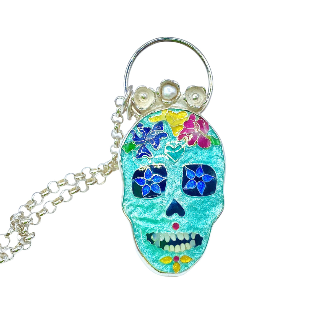 Cloisonné Sugar Skull Necklace