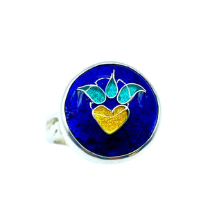 Cloisonné Golden Heart Ring