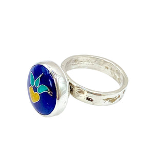 Cloisonné Golden Heart Ring