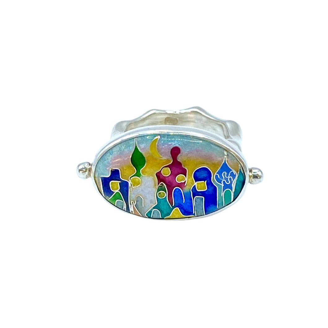 Cloisonné Village Ring