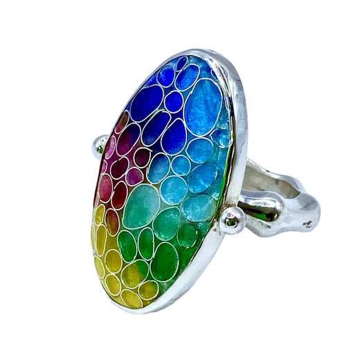 Cloisonné Rainbow Warrior Ring