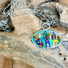 Load image into Gallery viewer, Cloisonné Village Oval Pendant