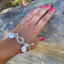 Load image into Gallery viewer, Liquid Silver Bracelet - White Baroque Pearl and Pink Opal Bead (large)