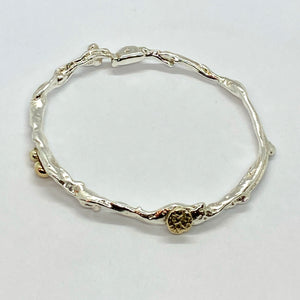 Liquid Silver Bangle with Gold Accents (made to order)