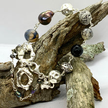Load image into Gallery viewer, Liquid Silver Bracelet - Black Baroque Pearl