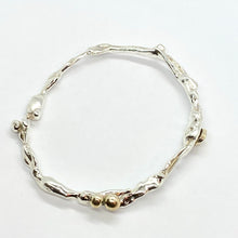 Load image into Gallery viewer, Liquid Silver Bangle with Gold Accents (made to order)